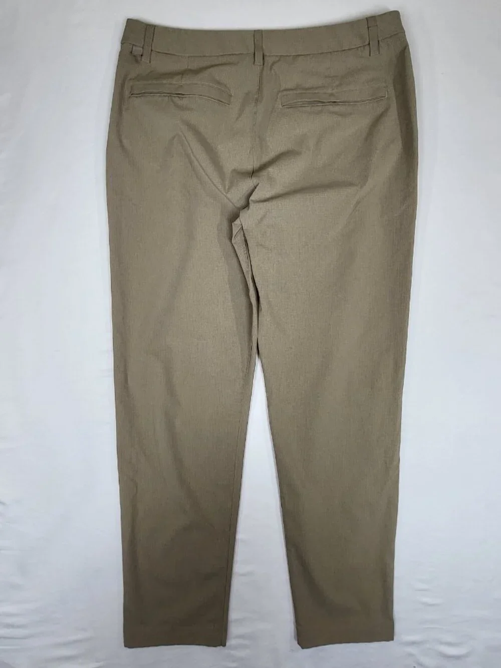 Lululemon Mens Commission Pant Slim Fit 34 Tan Khaki Grid Textured Trousers LM5A